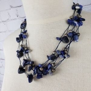 Avon Multistrand Blue Stone Chips Chunks Silver Beads